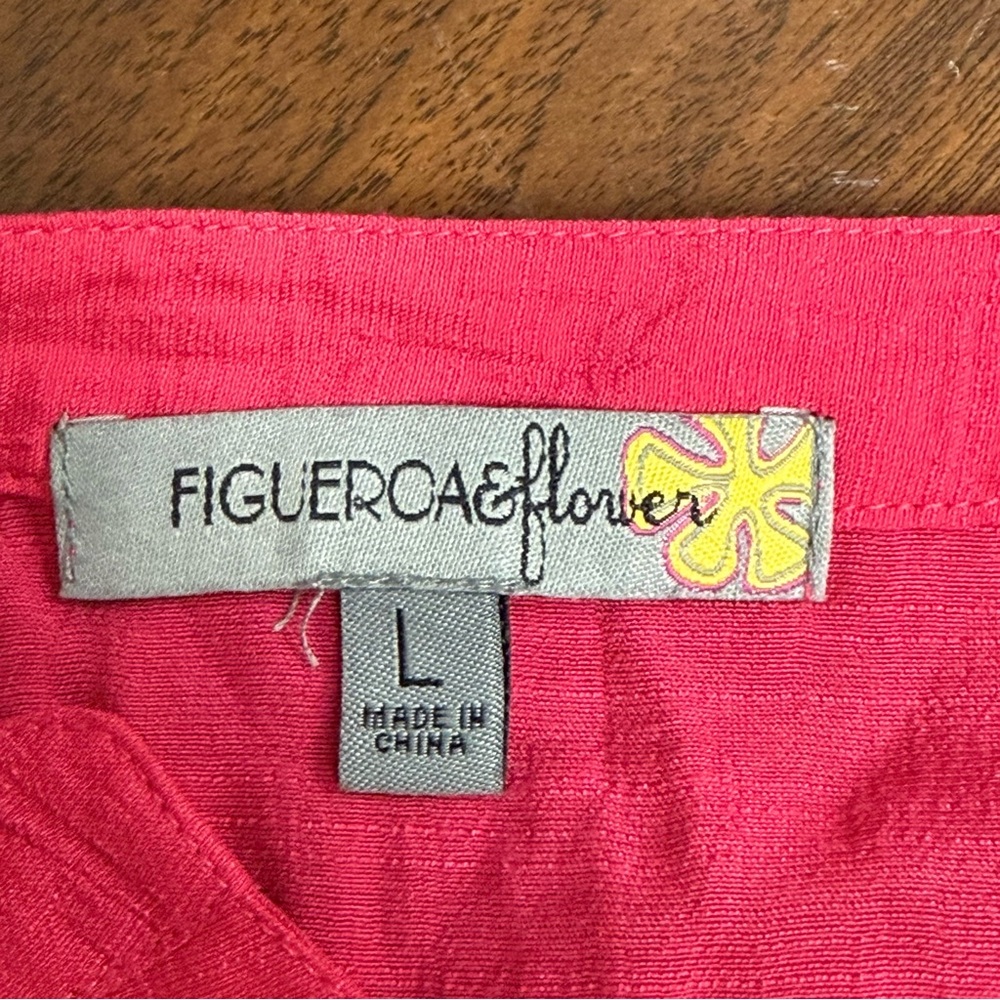 Figueroa & Flower Pink Embroidered Boho Button Blouse Large - Picture 7 of 9